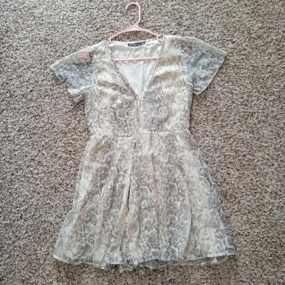 Abercrombie & Fitch Women's Snake Skin Wrap Mini Dress V-neck Tan Size XS - Picture 2 of 11